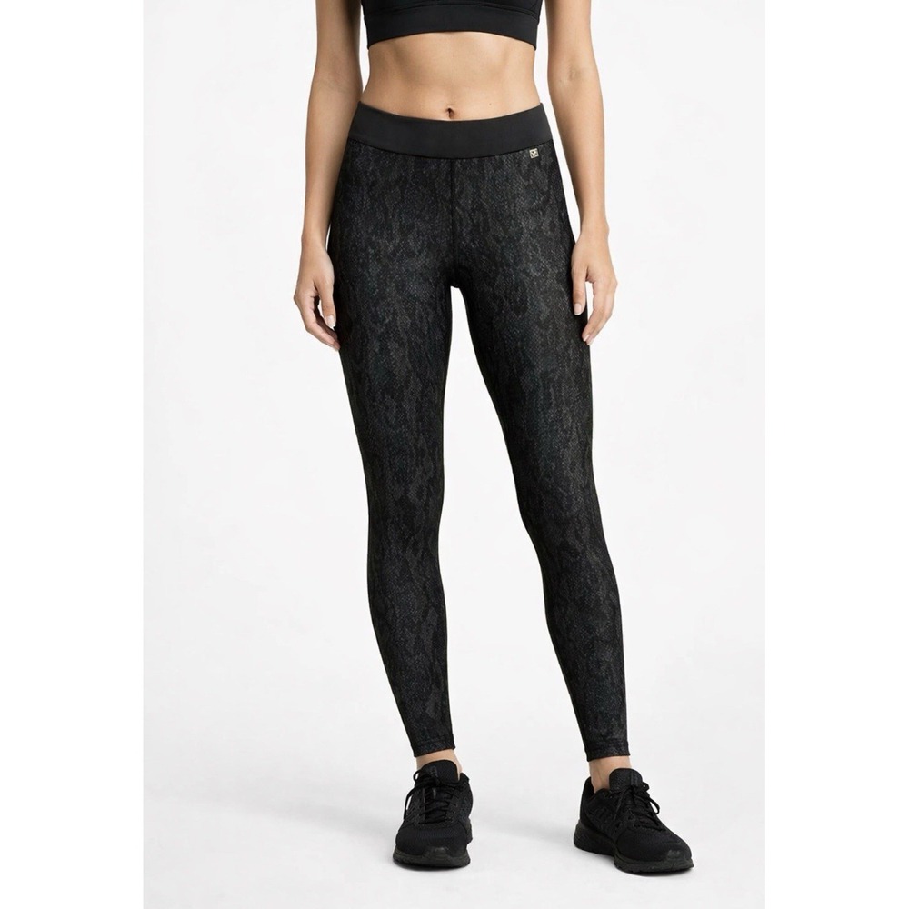 Calvin Klein Leggings Women's Large Black Performance Pull On Stretch Snake Skin